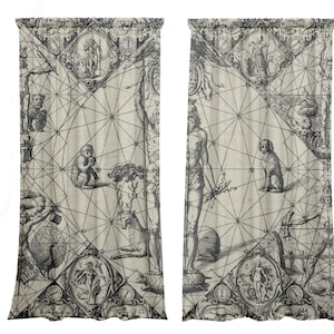 Set of 2 velvet blackout curtain panels, Multifunctional heading curtains, Astrology