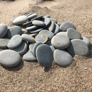 50 pezzi di pietre da spiaggia da 1,0-1,4/2,5-3,5 cm, ciottoli da spiaggia piatti naturali, piccole pietre marine del Mar Baltico, fornitura di ciottoli artistici (ak1)