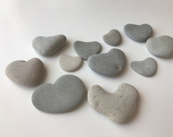 8 Hearts Sea Stone Rare Beach Find Gift from Oporto Portugal Heart Shaped Sea Pebbles White Grey Smoky Colors Quartz