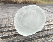 White genuine sea glass piece Large and thick bottle bottom rare sea glass Size quot 2.55 quot art, home decoration etc. (i48)