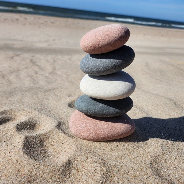 5 beautifull Zen sea stones - Stacking Stones - Sea Rock crain- Meditation stones- Balancing Stones Genuine sea Pebbles (z9)
