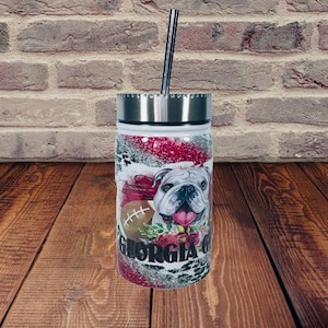 Georgia Girl Glitter Mason Jar Tumbler, 17 oz