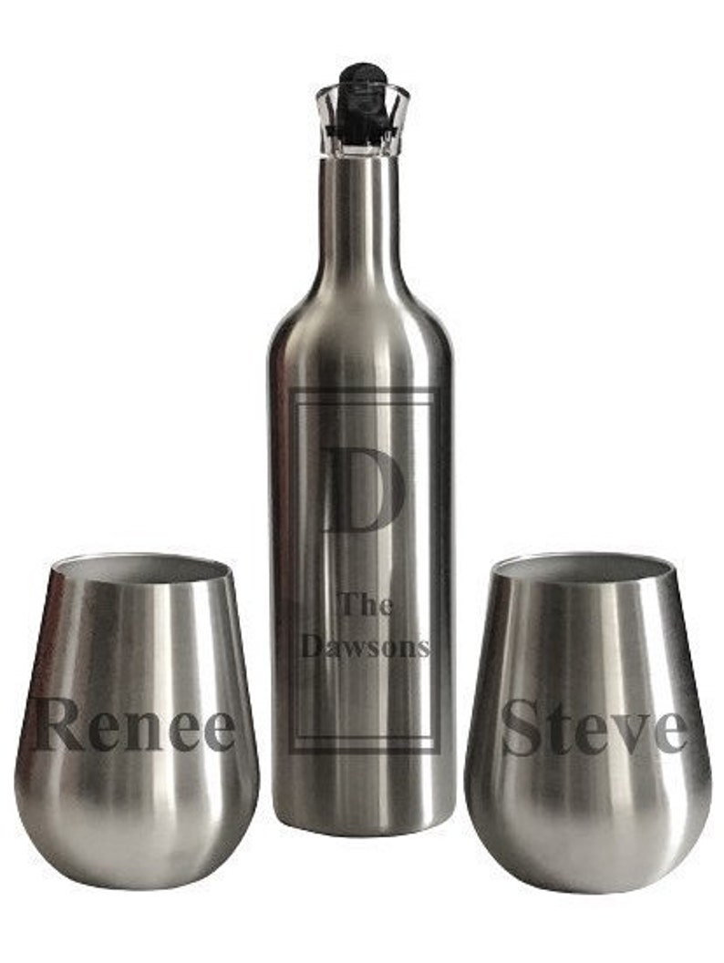 Stainless Steel Wine Bottle and Tumbler Set Insulated Wine Etsy