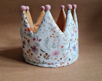 Birthday crown / fabric crown / muslin / flowers