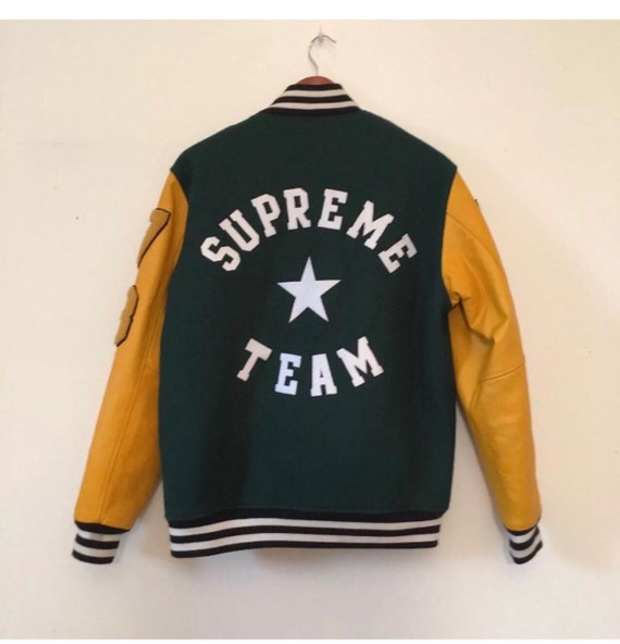 supreme leather varsity jacket