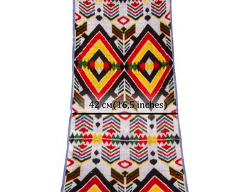 Hand-dyed Uzbek Bakhmal,  Width 42cm, Velvet Ikat Fabric, Home Decor, Design Fabric, , Handvowen Ikat, By the yard, Uzbek Fabric, Upholstery
