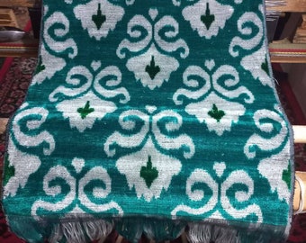 Hand-dyed Uzbek Bakhmal,  Width 16.5 inches , Velvet Ikat Fabric, Design Fabric, , Handvowen Ikat, By the yard, Uzbek Fabric, Upholstery