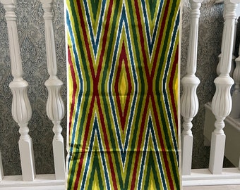 Hand-dyed Silk Ikat, Sage Green ikat, By the yard, Width 17 inches, Upholstery, Silk Ikat, Ikat Decor, Uzbek fabric, Handmade Organic Silk