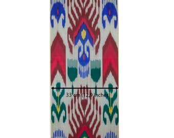 Handvävd uzbekisk satin ikat, metervara, satin ikat-tyg, handfärgat ikat-tyg, designtyg, flerfärgat tyg, Atlas, uzbekiskt tyg