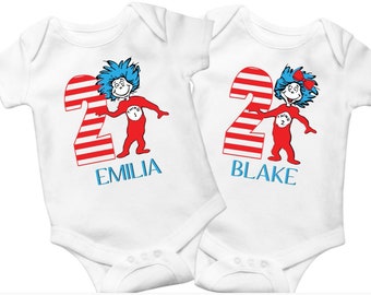 thing 1 and thing 2 baby onesies