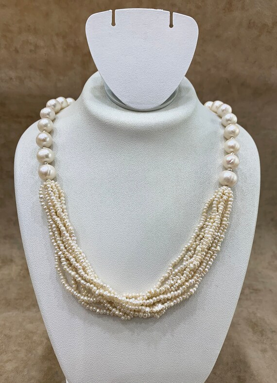 freshwater pearl two strand necklace, hawaiian freshwater pearl necklace