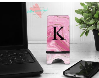 Personalised marble affect phone stand, phone holder, docking station