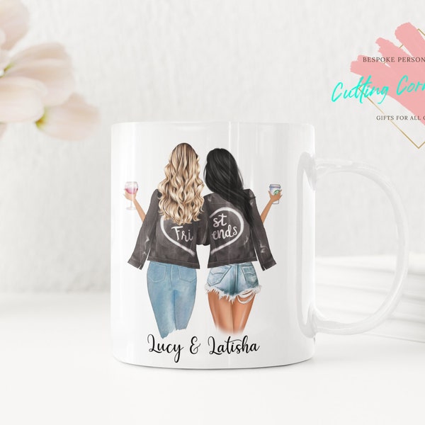 Custom Best Friend Mug, Best Friend Gift, Personalised 2 Friends Mug, Friendship Mug,