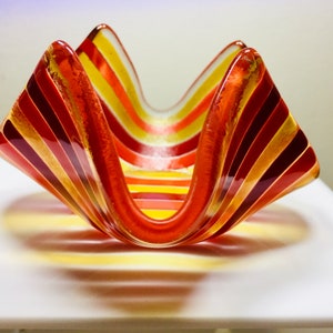 Fused Glass Orange T-Light Holder