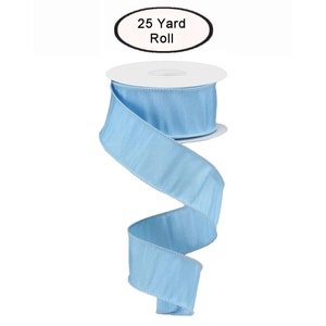 Faux Dupioni Silk Ribbon, Sky Blue, Easter, Wired Edge, 1.5&quot; Wide X 25 Yard Roll