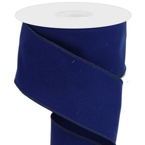 Indoor Velvet Ribbon, Navy Blue, Holiday, Wired Ribbon, 2.5&quot; Wide X 10&quot; Yard Roll