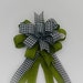 Christmas Bow, Wreath Bow, Black and White Gingham, Moss Green Linen