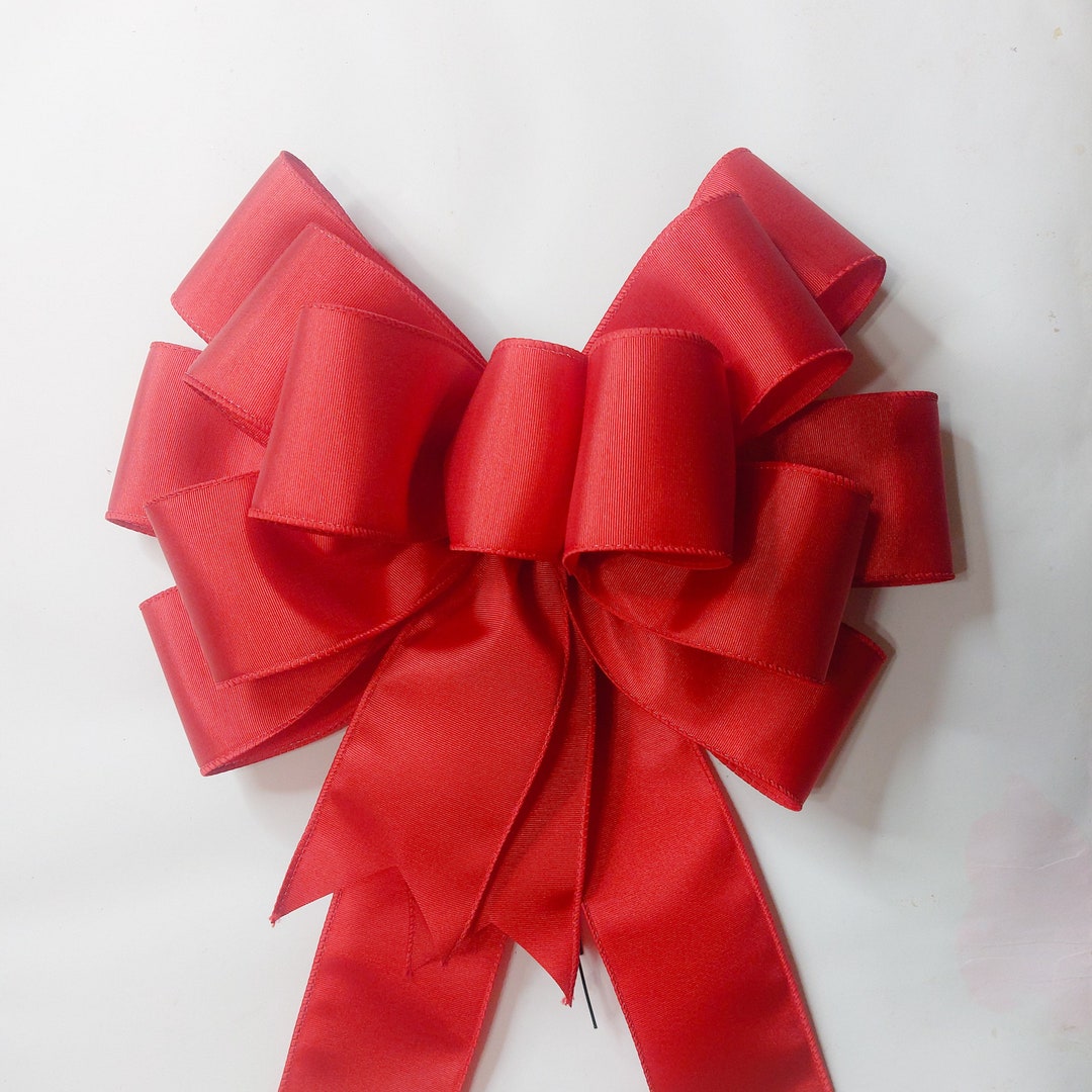 Ribbed Satin Red Bow - Etsy