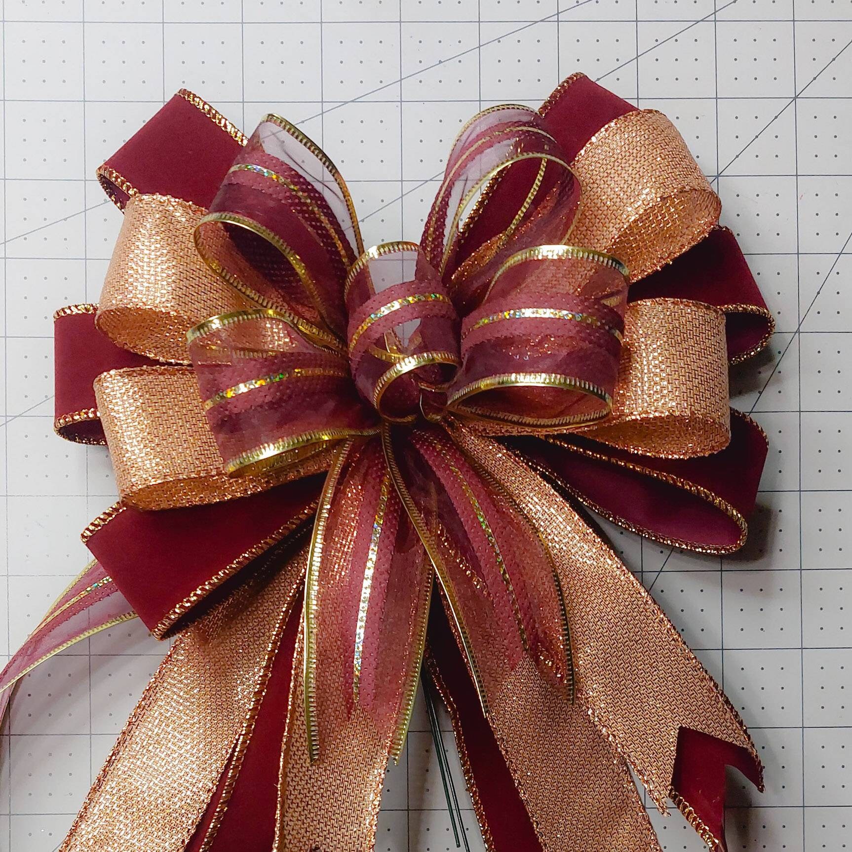 Christmas Bow Wreath Bow Burgundy Velvet Metallic Etsy