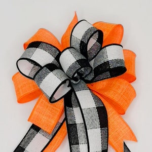 Orange and Plaid Halloween Bow