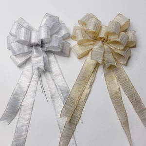 Gold & Silver Metallic Lines Wreath Bow