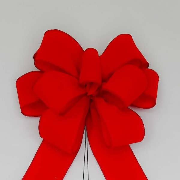 Red Velvet Christmas Bow, Wreath Bow, with Optional Metallic Gold Edge