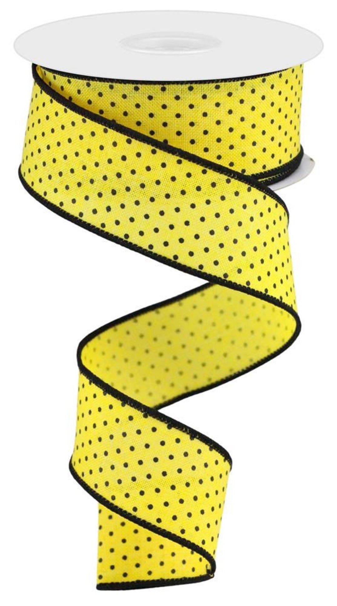 Raised Swiss Dot Ribbon Black Dots on Sun Yellow Royal Etsy