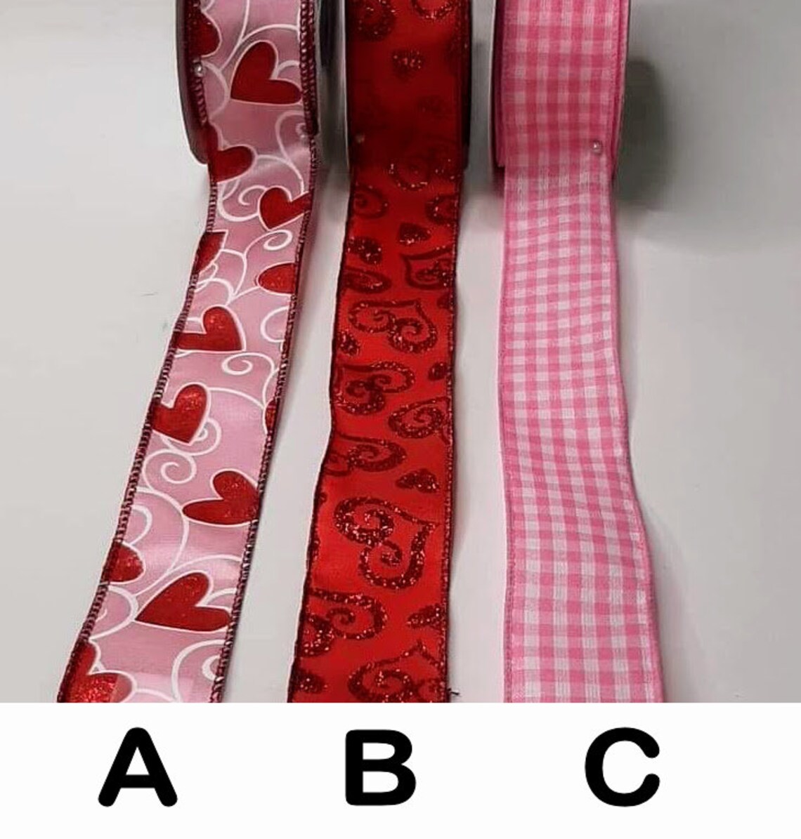 Valentine's Day Ribbon Hearts/Swirls Red Glitter Hearts | Etsy