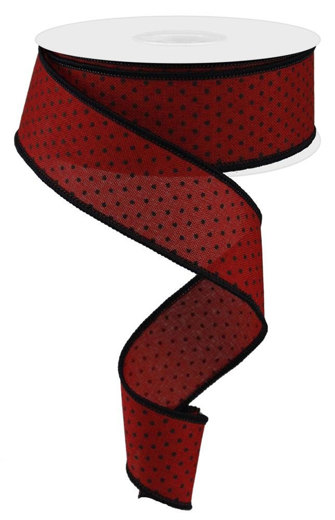 Raised Swiss Dot Ribbon Black Dots on Red Royal Burlap Wired Etsy