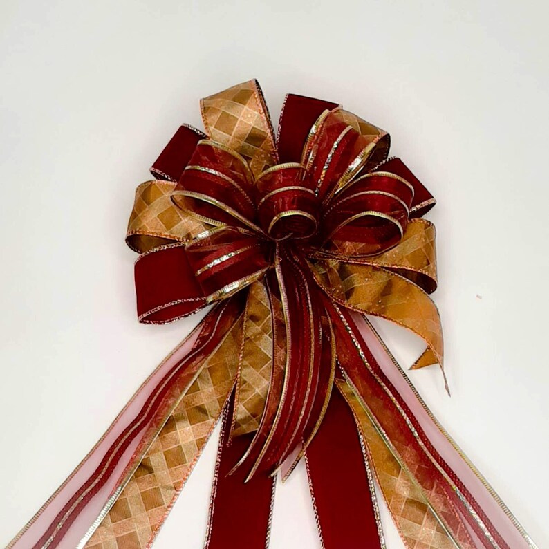 Christmas Bow Wreath Bow Burgundy Velvet Metallic Etsy