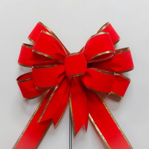 Red Velvet with Gold Edge Outdoor Bow