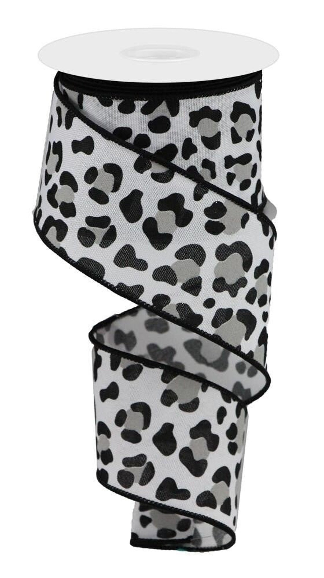 Leopard Animal Print Ribbon, Black/white/grey, Royal Burlap, Wired ...