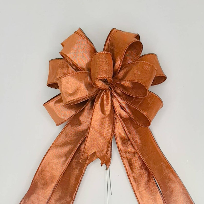 Metallic Copper Bow Wreath Bow Fall Autumn Christmas Tree Etsy