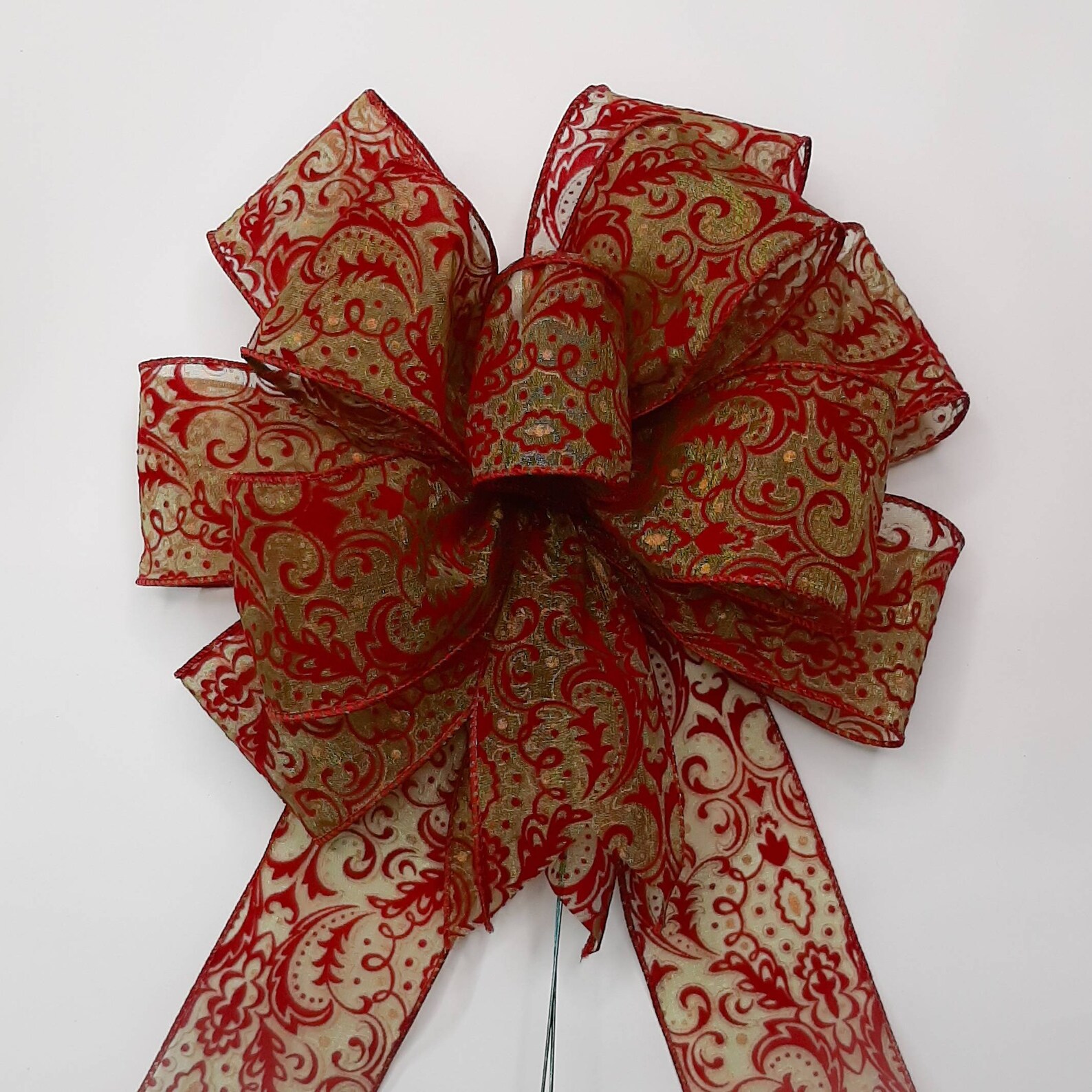 Christmas Bow Wreath Bow Sheer Burgundy Velvet Print Etsy