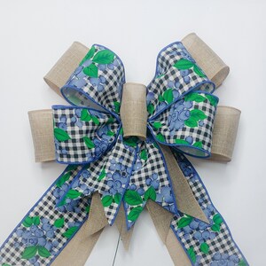 Blueberries and Check with Beige Bow