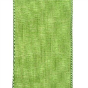 Linen Ribbon, Green, Wired Ribbon, 3" Wide X 10 Yard Roll