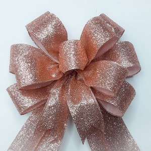 Metallic Glitter Rose Gold Bow