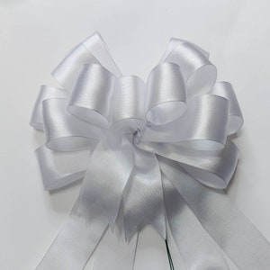 White Double Face Satin Bow, Size Small