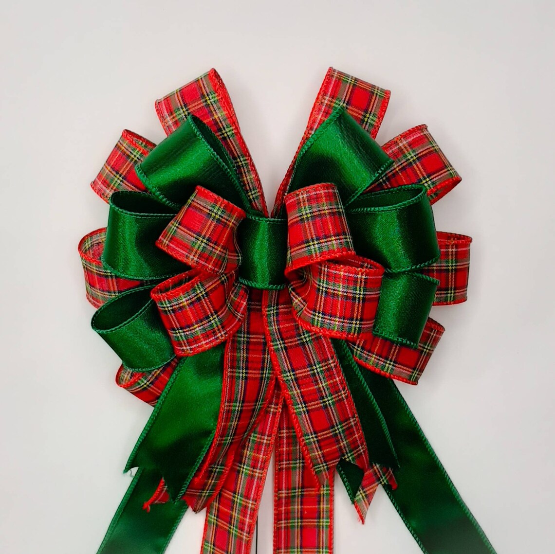 Christmas Bow Wreath Bow Red and Green Traditional Plaid Etsy