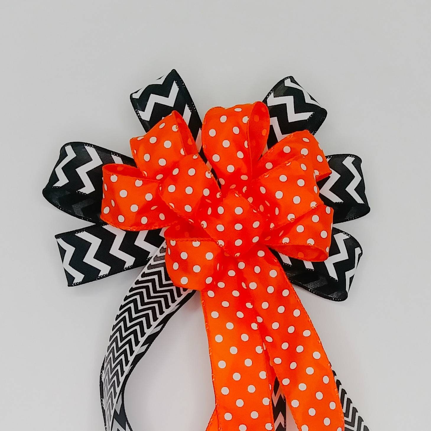 Boo! Details about Halloween Bow Stripes Wreath Bow Orange and Black Polkadots Boo! Details about Halloween Bow Stripes Wreath Bow Orange and Black Polkadots