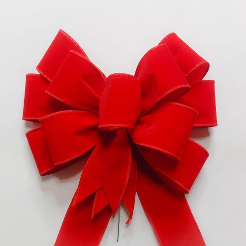 Wreath Bow Christmas Bow Holiday Bow Red Velvet and - Etsy