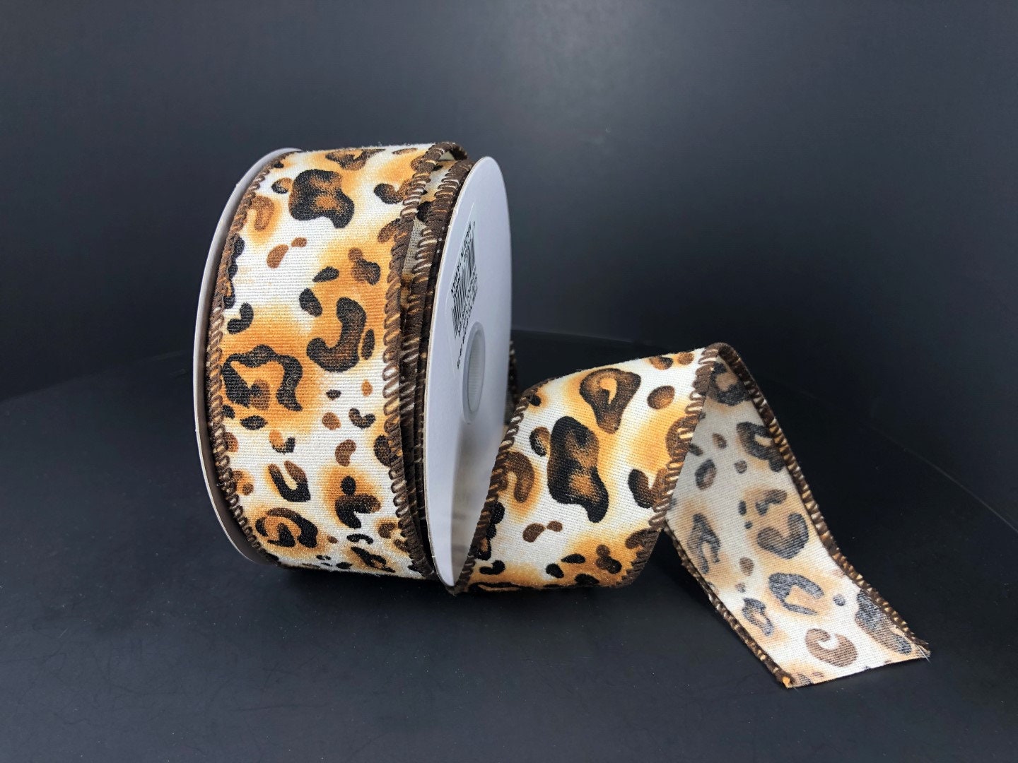 Cheetah Print Canvas Ribbon Ivory/black/brown/tan Wired Etsy UK
