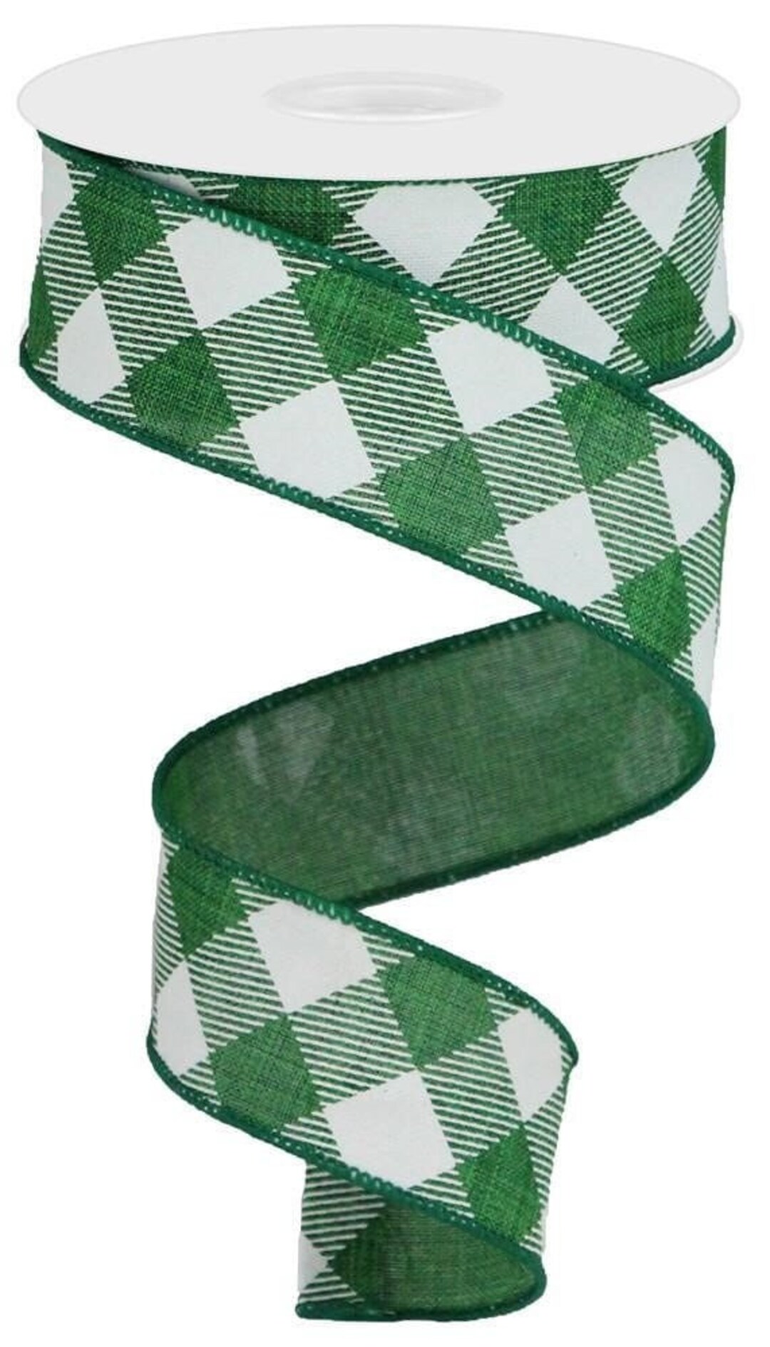 Diagonal Check Ribbon, St Patrick's, Emerald Green and White, Royal ...
