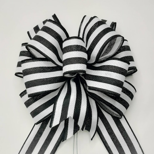 Wreath Bow Black and White Harlequin on Satin Etsy
