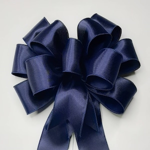 Navy Blue Satin Bow