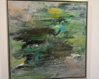 Emerald Drift – Original Abstract Painting 80x80cm