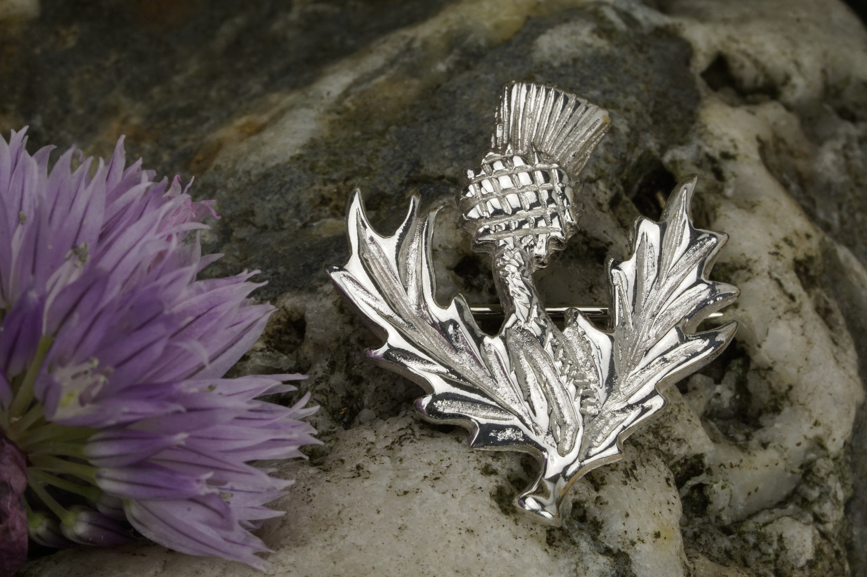 Hand Made Scottish Sterling Silver Thistle Brooch. Edinburgh Etsy UK