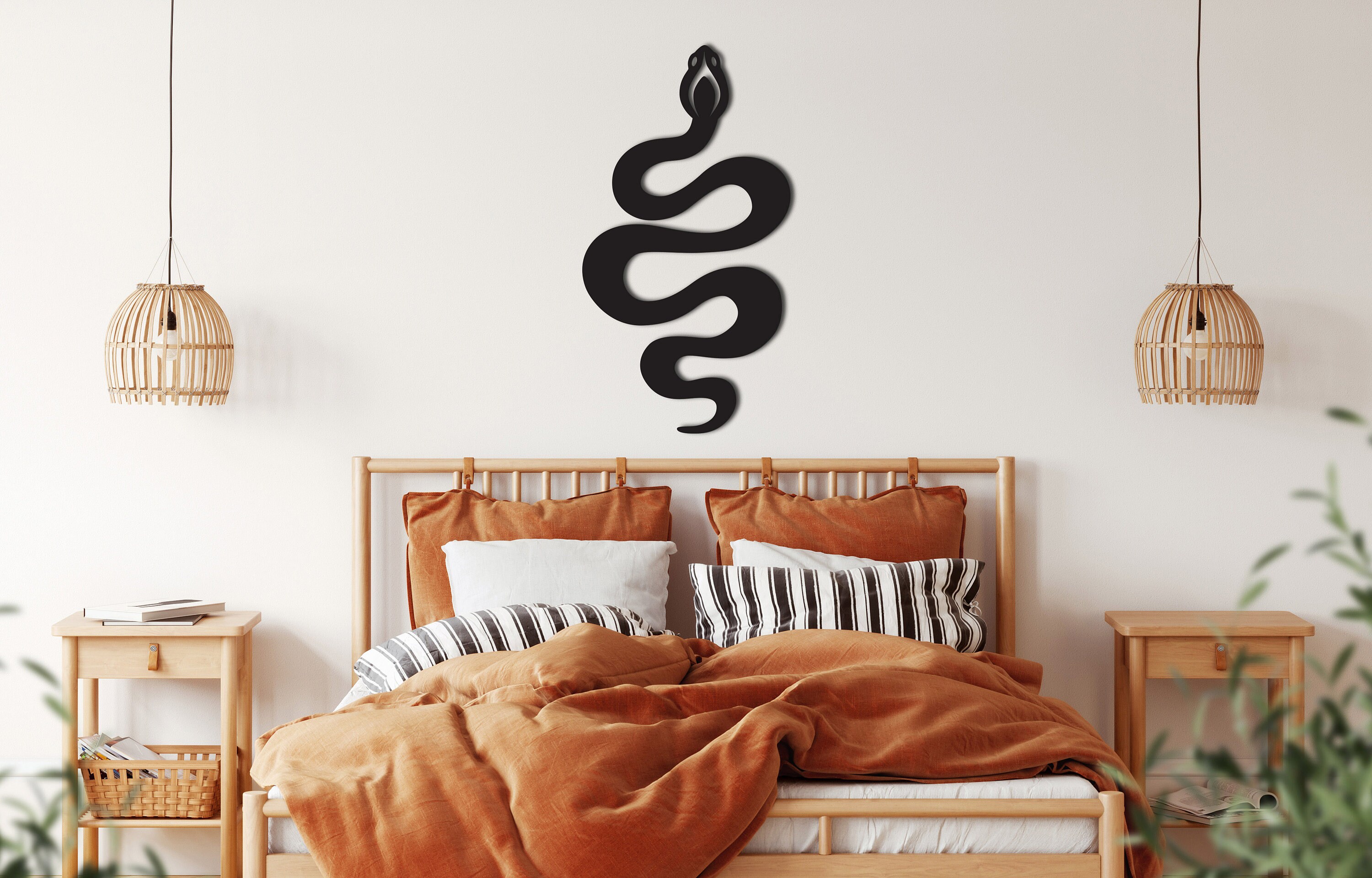 Snake wall decor from wood Wooden Wall Art Bedroom Living Etsy