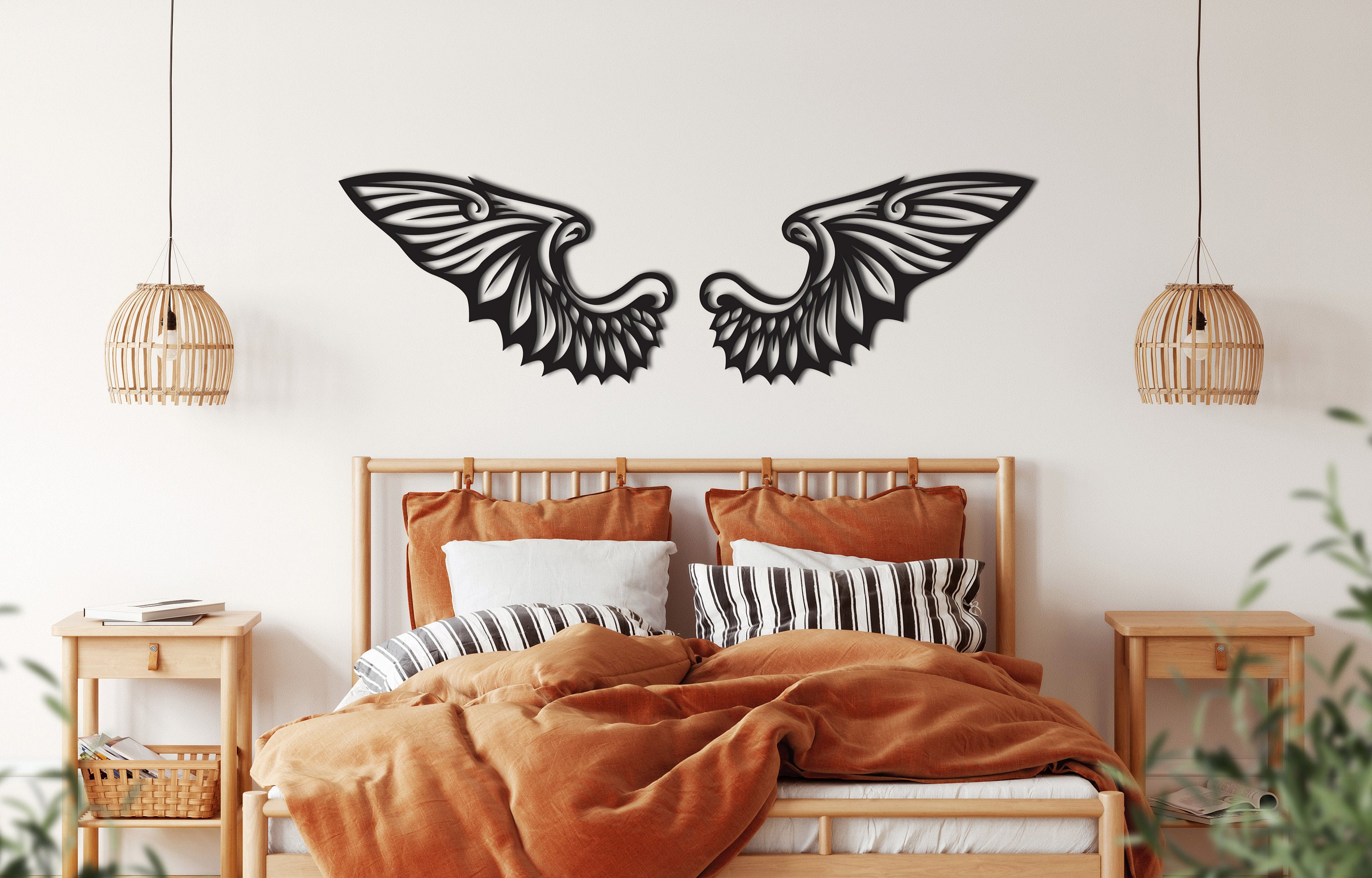 Angel Wings wall decor from wood Wooden Wall Art Bedroom Etsy