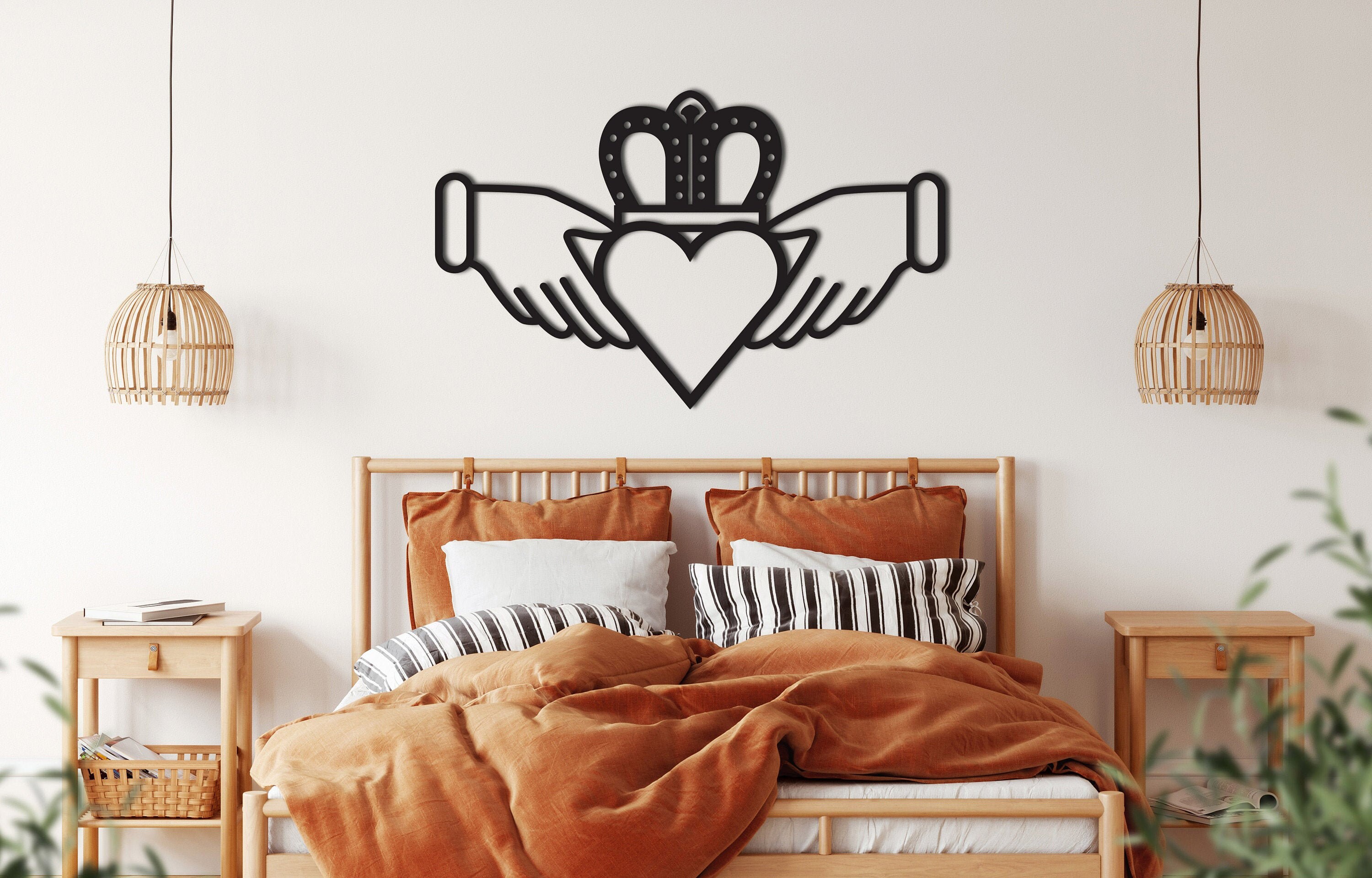 Claddagh Wall Decor From Wood Wooden Wall Art Bedroom Living Etsy